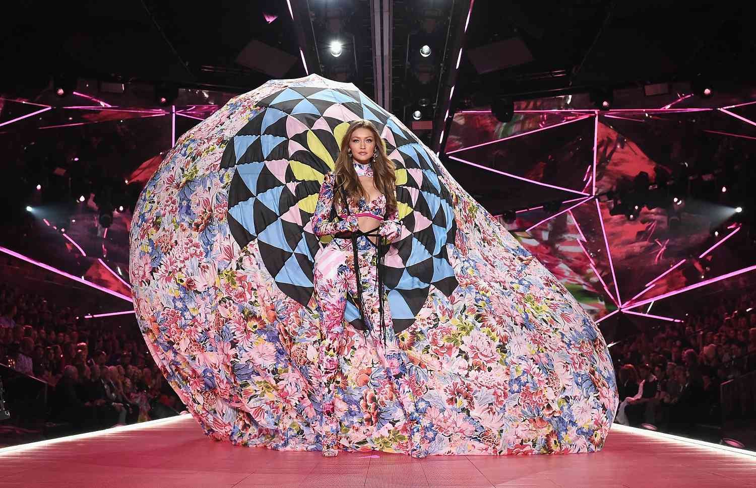 Gigi Hadid walks the runway during the 2018 Victoria's Secret Fashion show at dock 94 on November 8, 2018 