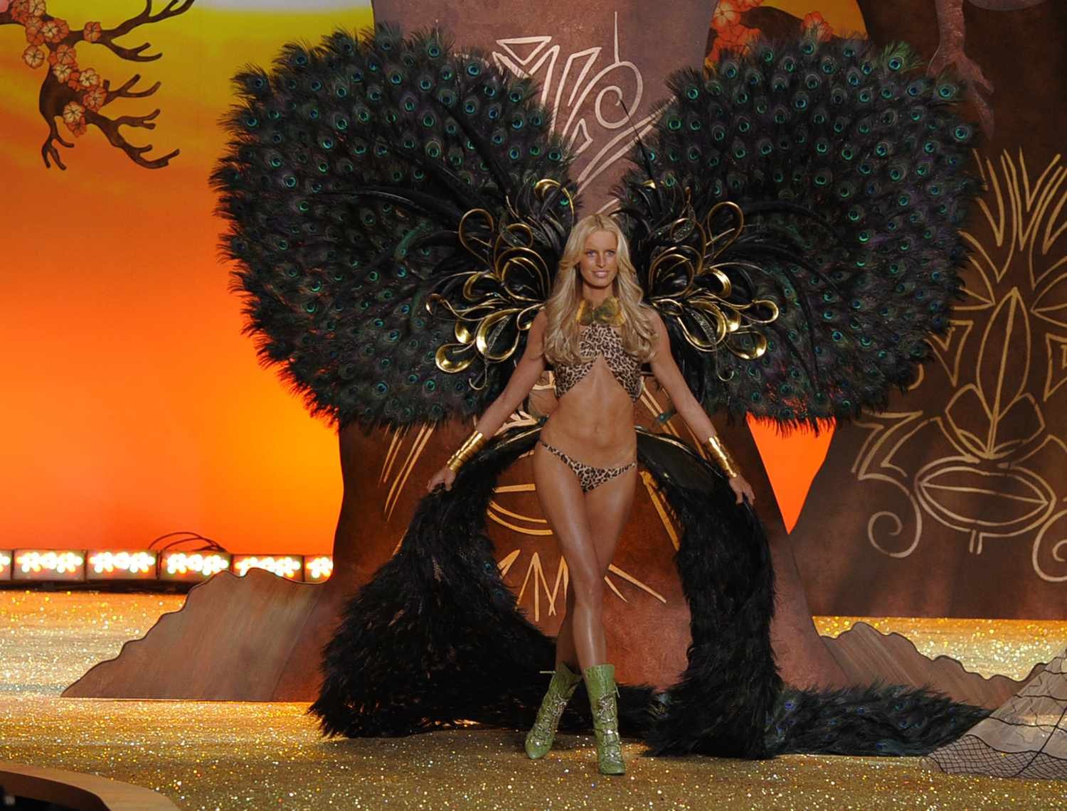 Model Karolina Kurkova appears on stage during the 2010 Victoria's secret way show 