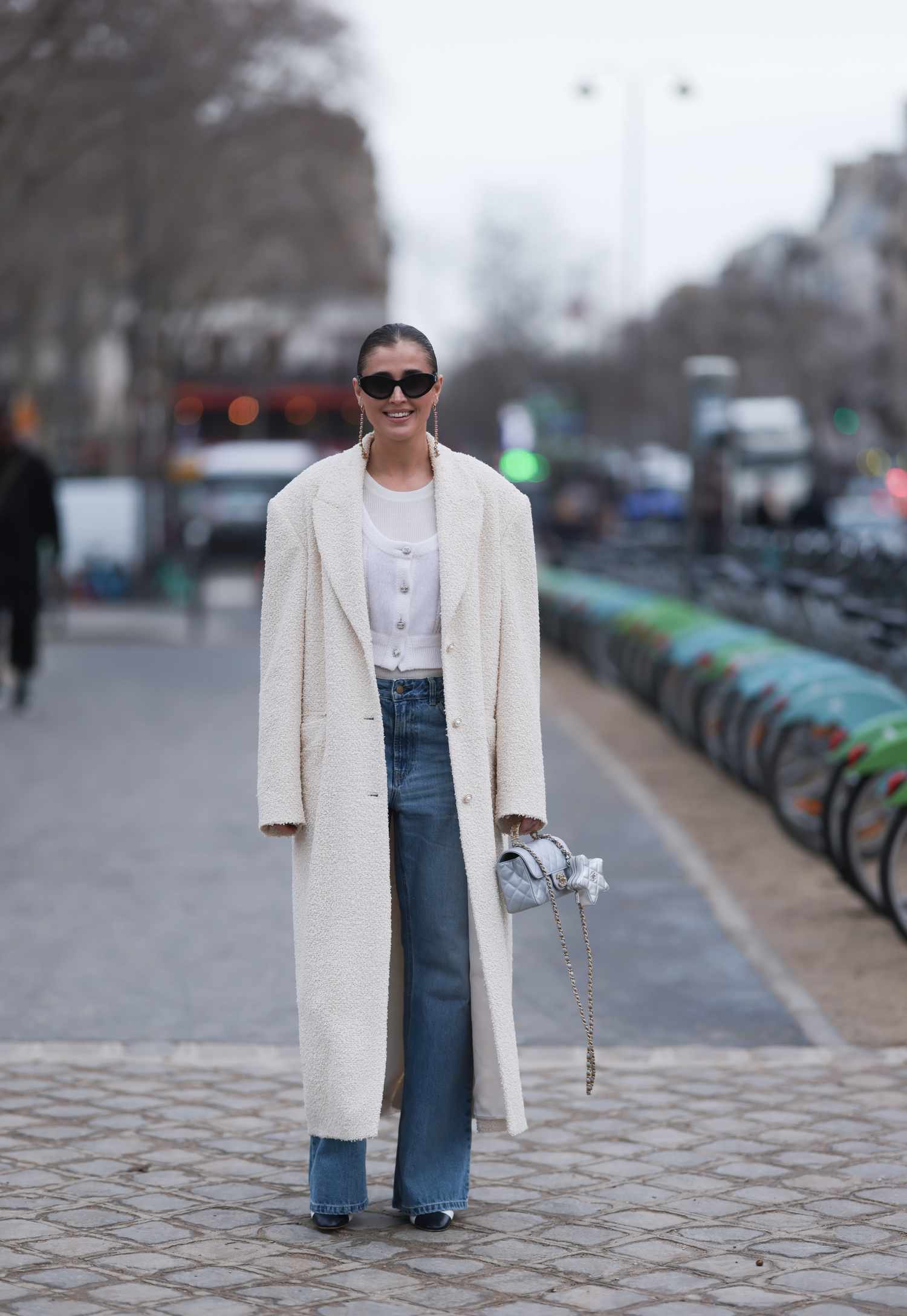 Darja Barannik AN outsized long coat and jeans, a Paris Fashion Week street style look you can actually wear inch 2024.