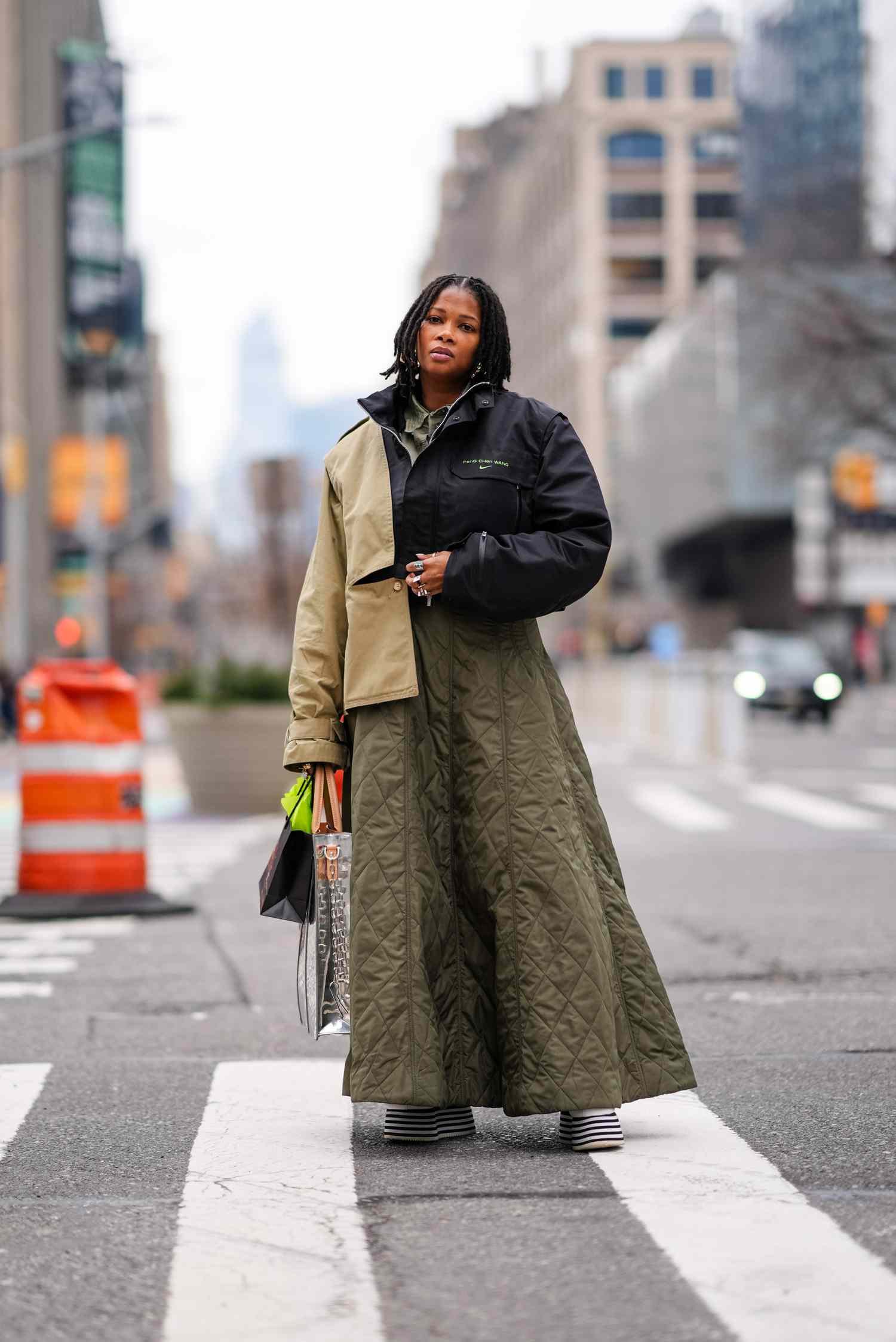 A guest wears ace of the best street style looks of NYFW FW24