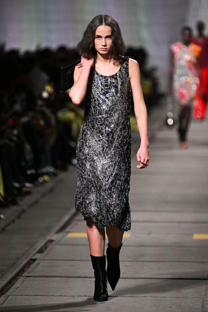 Model walks the McQueen runway show