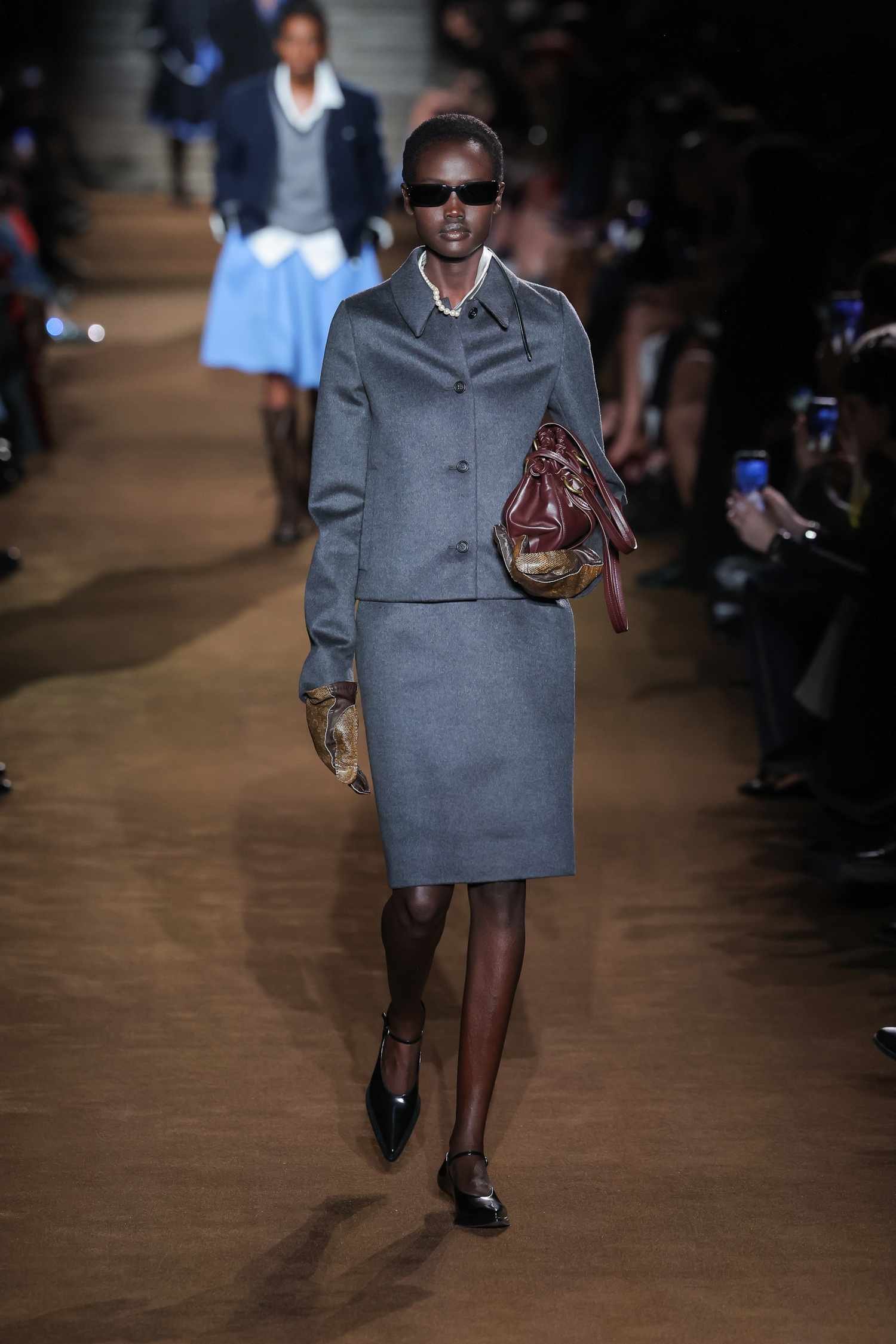 A framework walking the runway during the Miu Miu Womenswear Fall/Winter 2024-2025 show as constituent of French capital manner Week on March 05, 2024 inch Paris, France.