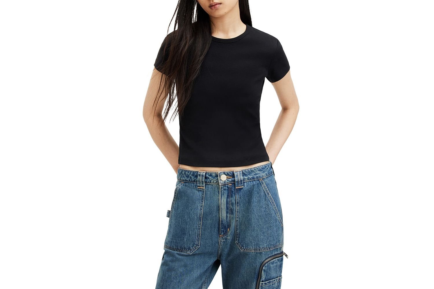 all saints cotton wool crop t-shirt