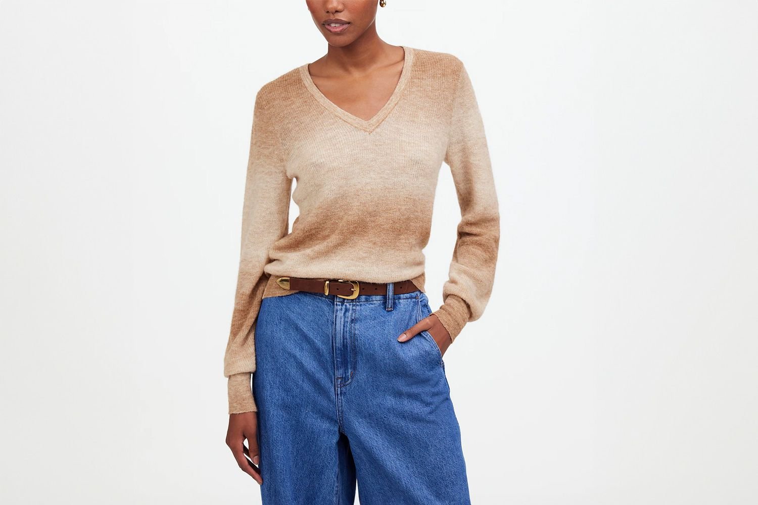 Alpaca-Blend Deep V-Neck Sweater