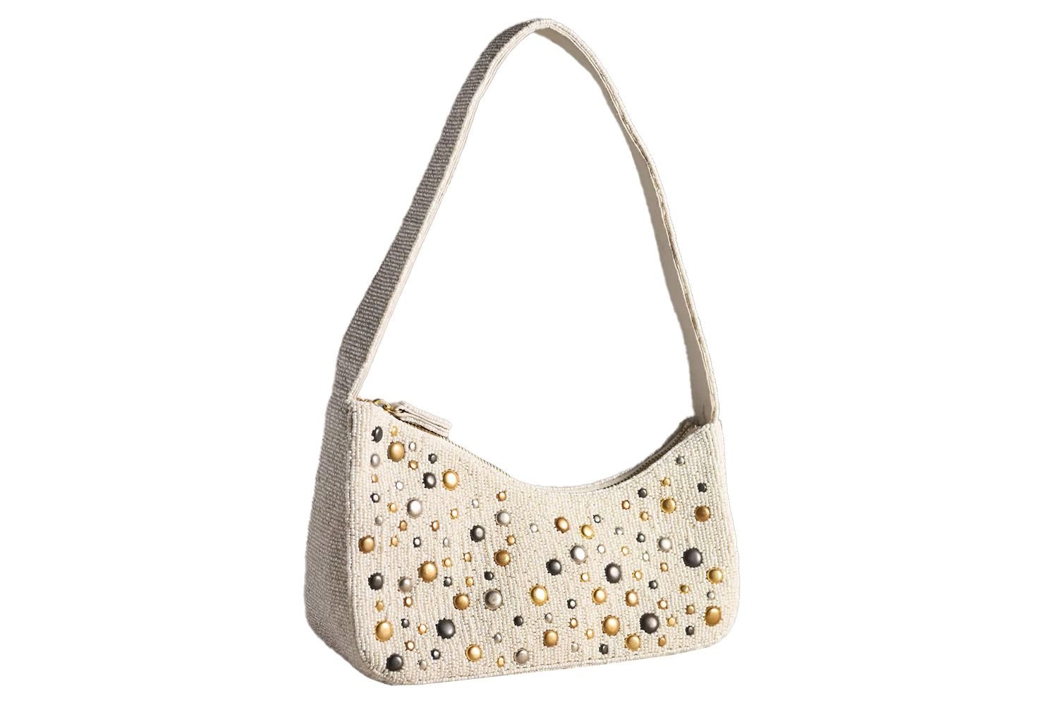 Anthropologie asymmetrical Beaded Shoulder Bag