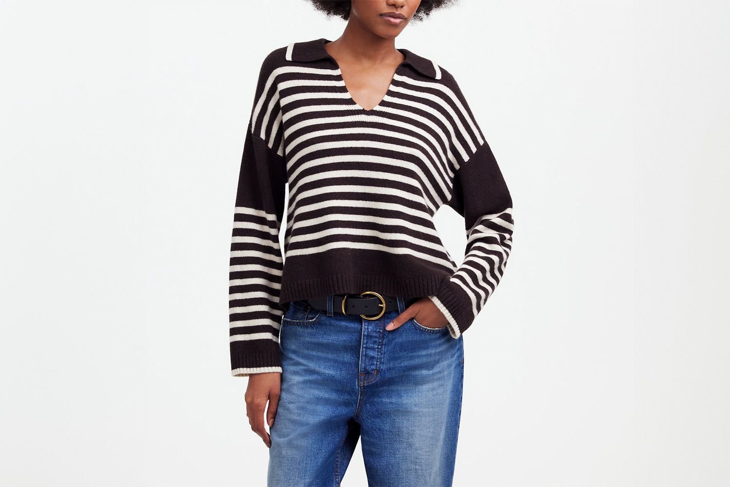 Cashmere-Wool Blend Polo Sweater