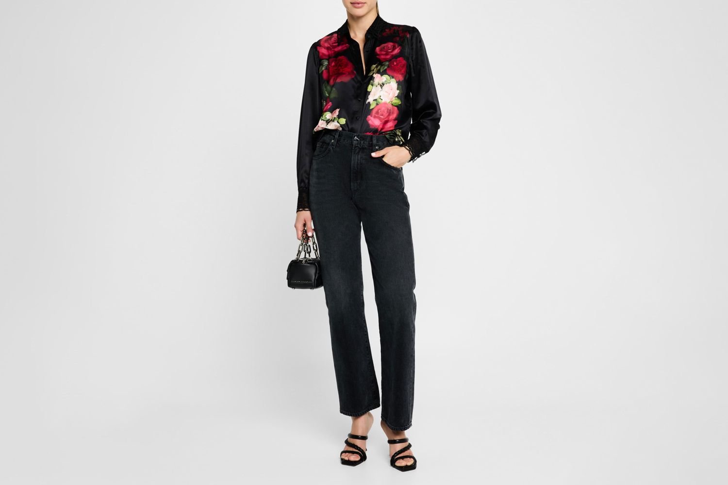 Johnny Washington Avori Lace-Trim Floral Blouse