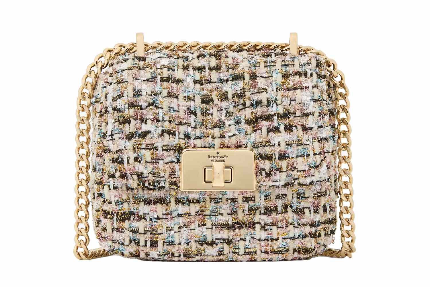 Kate spade Carey Tinsel Tweed micro Flap Crossbody