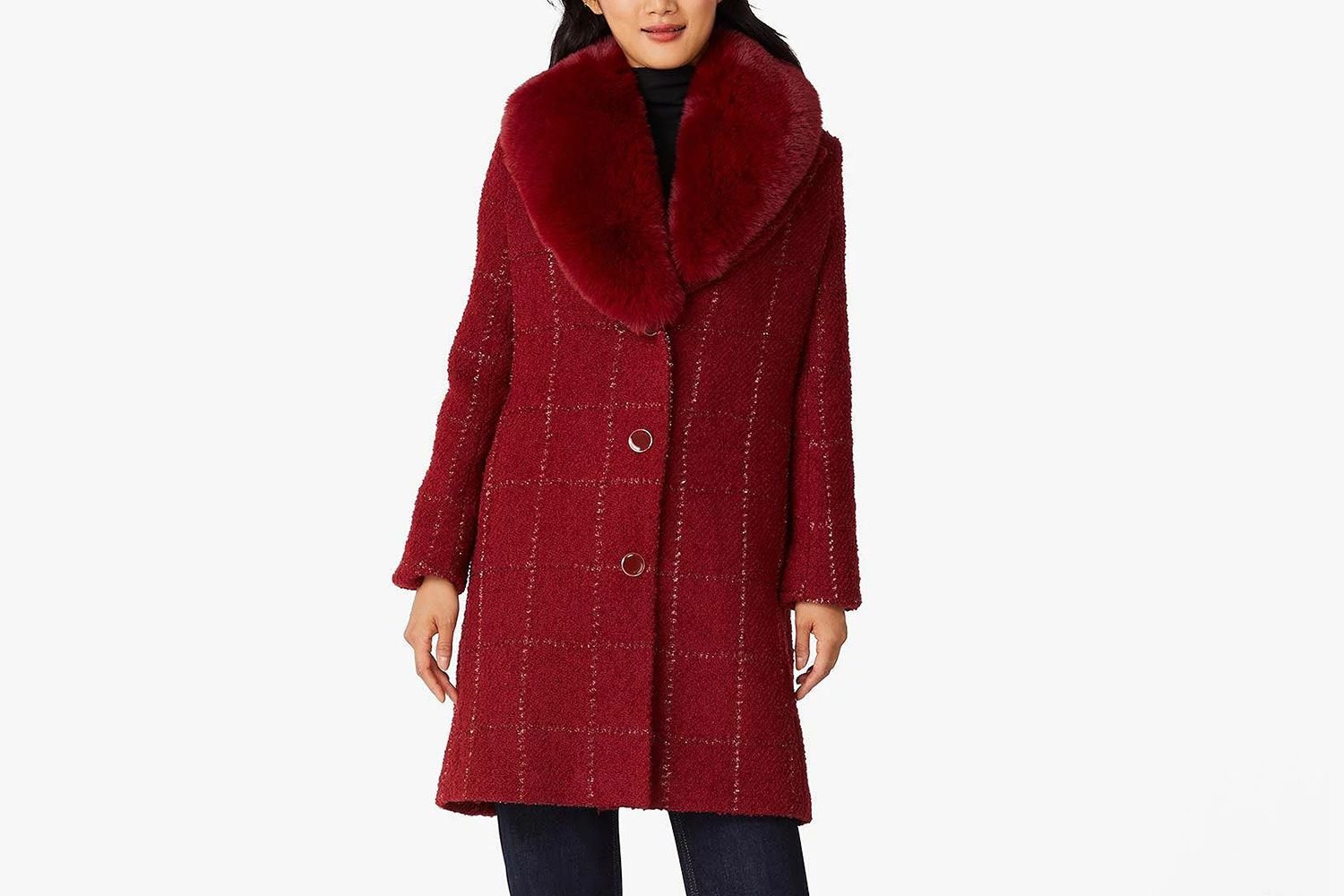 Kate spade sales outlet Lurex plaid Wool Coat