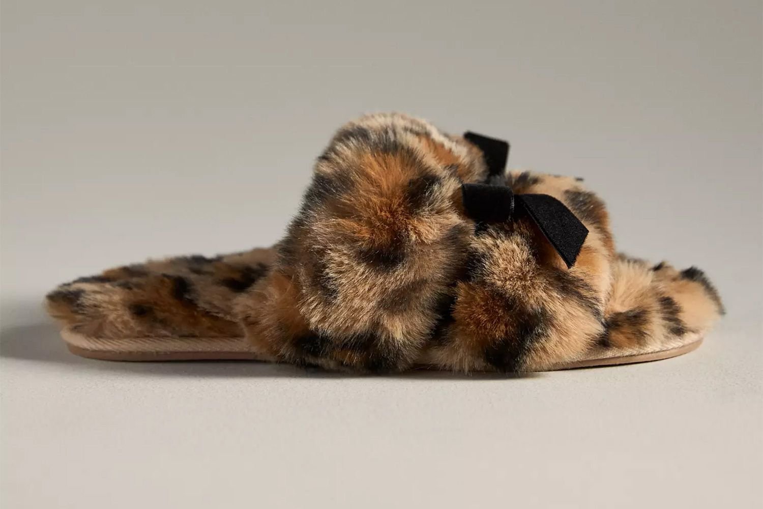 Maeve Faux-Fur Open-Toe Bow Slippers