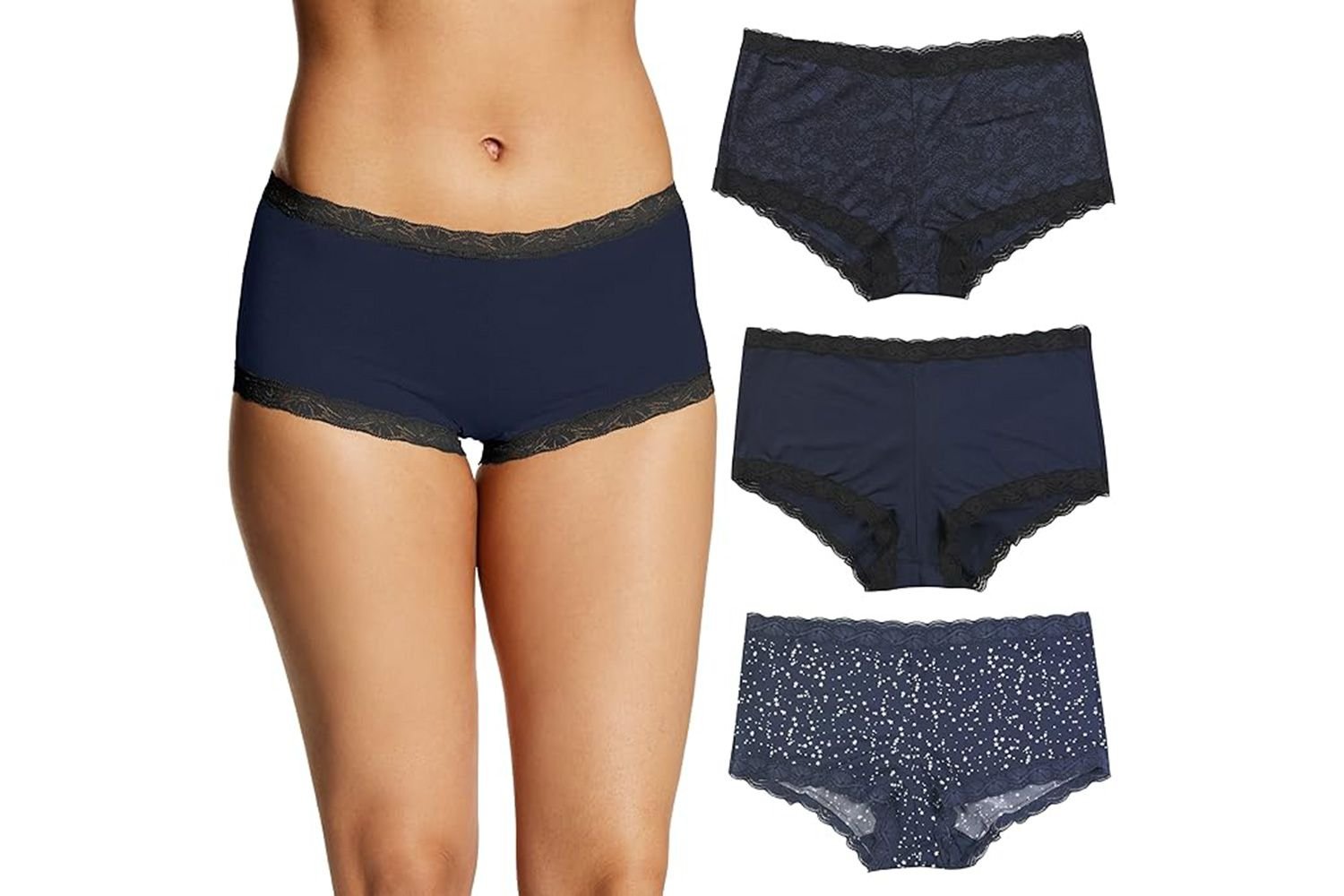 microfiber boyshort pantie pack navy