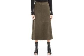 Amazon Max studio Women's faux suede A-line Midi Skirt