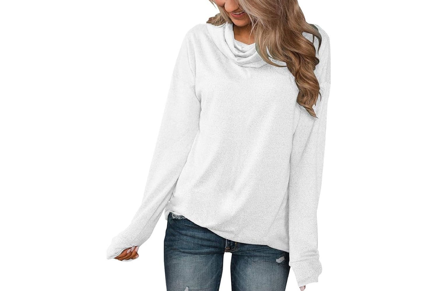 Minthunter Women's long arm pullover Cowl Neck tunica Shirt insouciant Sweatshirt Tops