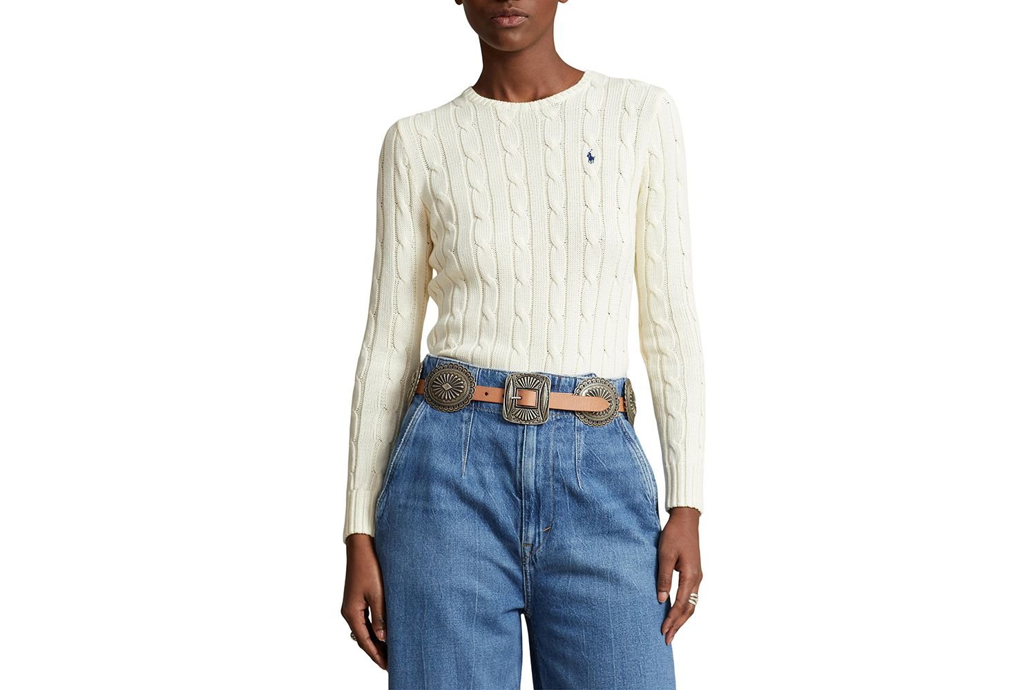 Polo Ralph Lauren Julianna Pima cotton fiber cable stitch Sweater