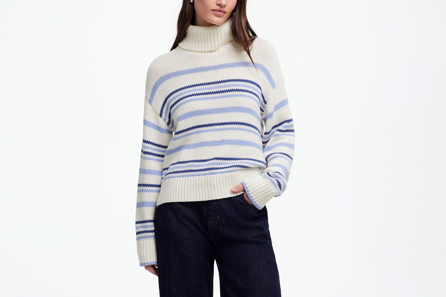 Ribbed Cotton turtle jumper in Stripe