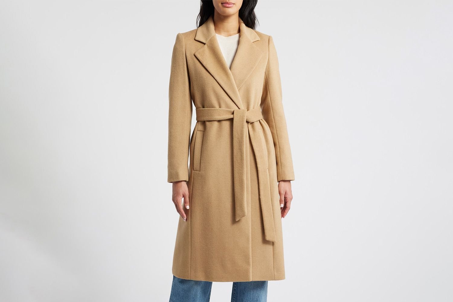 Nordstrom Sam Edelman necktie Belt Wool blend Wrap Coat