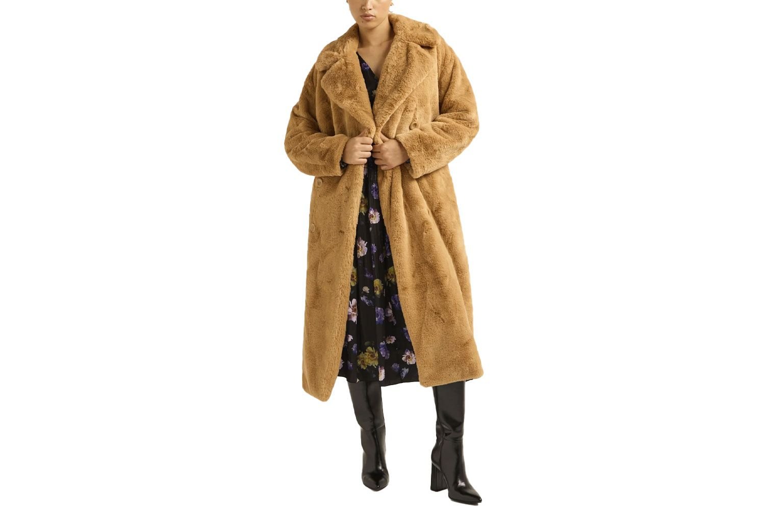 Scoop Women's & Women's plus Faux Fur Oversized maxi Coat, size XS-4X